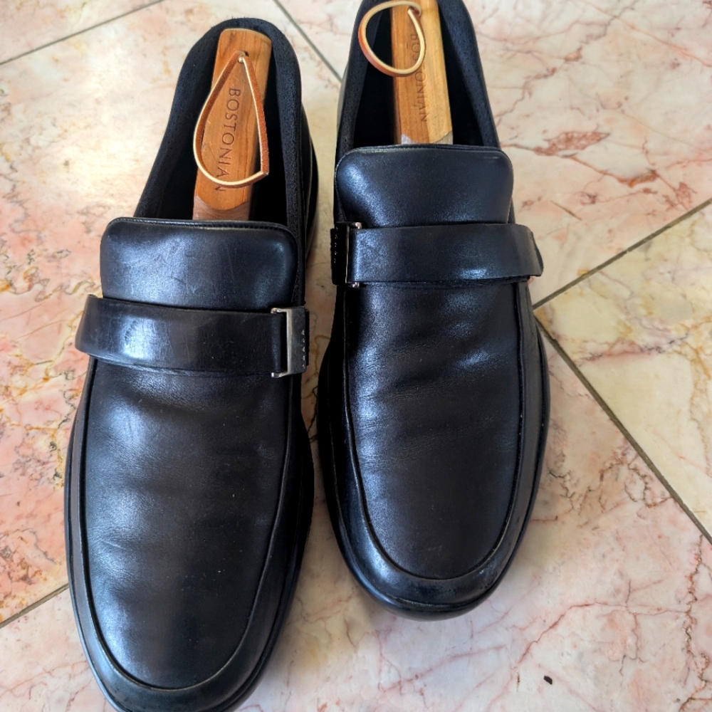 Prada Black Leather Slip-On Loafers with Moccasin Toe